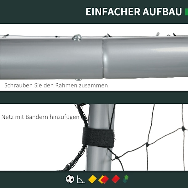 Rootz bærbart fodboldmål - Fodboldnet - Træningsmål - Robust stålramme - Vejrbestandigt net - Nem opsætning - 300 cm x 120 cm x 200 cm