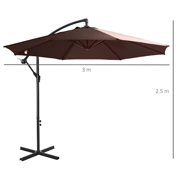 Rootz Sun Garden Cantilever Parasoll - Koffie - Staal, Polyester - 1,18 cm x 1,18 cm x 0,98 cm