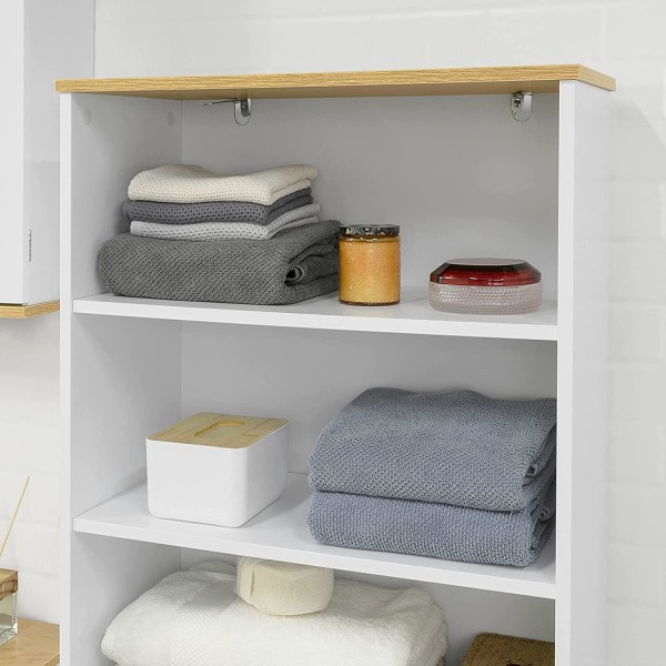 Rootz Bathroom Högskåp - Högskåp - Förvaringsskåp med 3 hyllor och 2 dörrar - B60 x D30 x H160cm