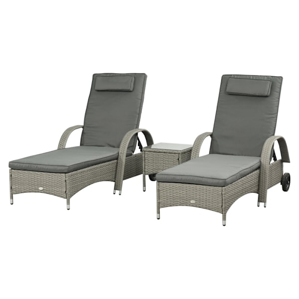 Rootz 3-delat set Solstol Trädgårdssängbord - Utemöbler - Uteplatsset - Väderbeständig - Justerbar Komfort - Enkel rörlighet - L200 x B73 x H(30-103)