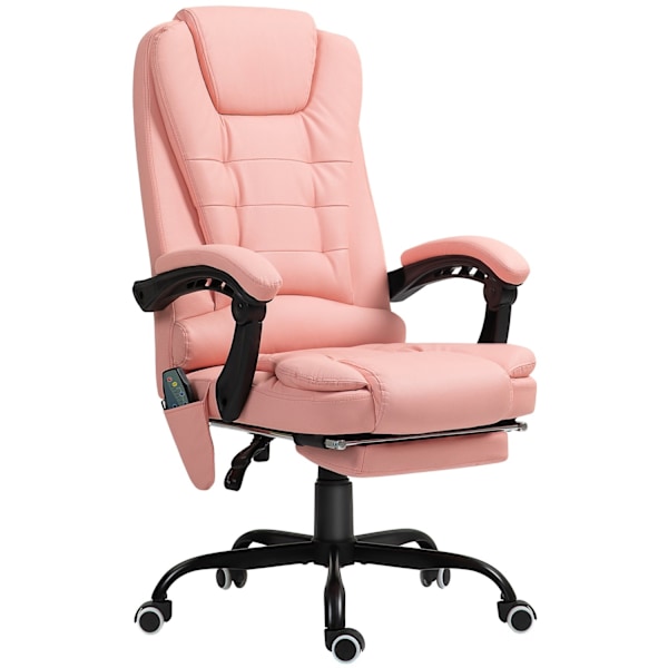 Rootzin hierontatoimiston tuoli - lepotuoli - toimeenpaneva tuoli - 7 värähtelypistettä - Faux Nahka - 67 x 67 x 111-121cm - vaaleanpunainen