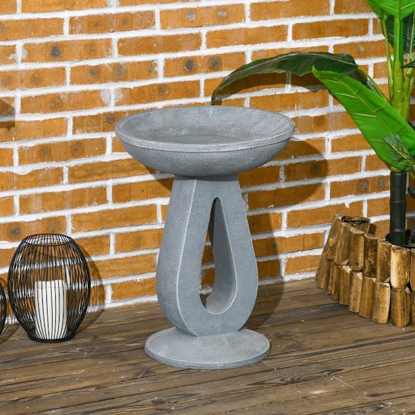 Rootz Bird Bath Water Drinker - Havefugleføder - Udendørs fuglebassin - Elegant design - Holdbar harpiks - Multifunktionel - 40 cm x 40 cm x 51 cm - G