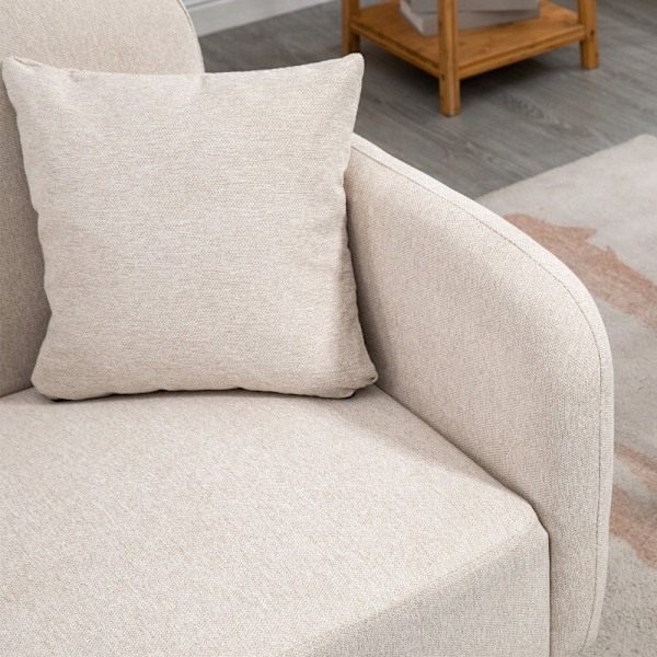 Rootz 2-personers sofa - Loveseat - Sofa - Nem at rengøre - 130 cm x 70 cm x 80 cm, Creme Velvet, Rubberwood Ben