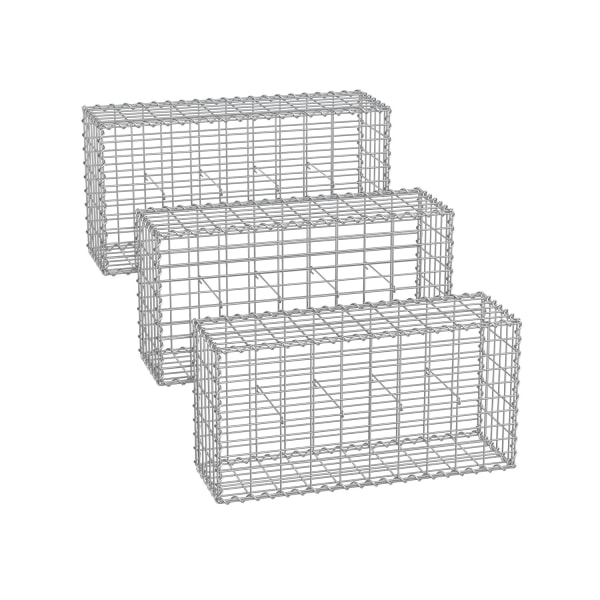 Rootz galvaniserat stål Gabion Set - Silver Mesh - Spiralpinnar - Distanskrokar - Kraftig konstruktion - Enkel montering - Mångsidig användning - 100c