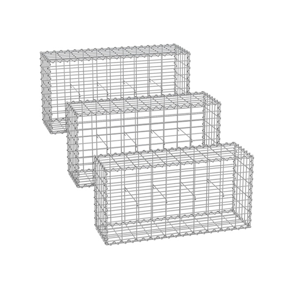 Rootz galvaniseret stål gabionsæt - Sølvnet - Spiralpinde - Afstandskroge - Kraftig konstruktion - Nem montering - Alsidig brug - 100 cm x 50 cm x 30
