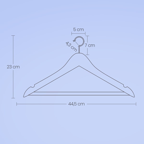Rootz 10 Set trärängare - Klädhållare - Garderobsarrangörer - Smidig finish - 44,5 cm x 1,2 cm x 23 cm