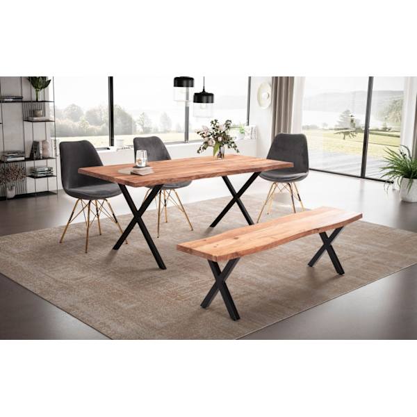 Rootz Spisebord i massivt akacietræ - Køkkenbord - Rektangulært bord med naturtræ - Håndlavet - Unikt trækantdesign - Justerbare højdeknapper - 160 cm