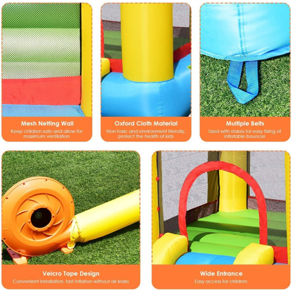 Rootz Bouncy Castle - Hoppslott med fläkt - Slide Water - Slide Uppblåsbar - Water Bouncy Castle - Oxford - Polyestertyg - Flerfärgad - 330 x 245 x 21