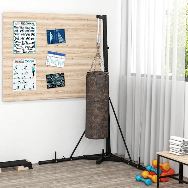 Rootz SPORTNOW Boxsäcksställ - Höjdjusterbart - Fristående - Slitstarkt stål - Utrymmesbesparande design - 170 x 90 x 182-225 cm - Svart