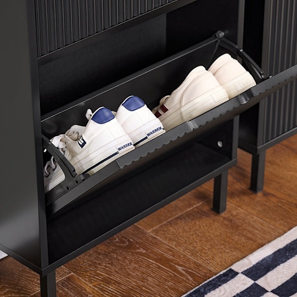 Rootz Folding Shoe Organizer - Shoe Cabinet - Lagringsenhet - Stabil konstruktion - 50x90x19cm, håller 12 kg, MDF & Metal, svart