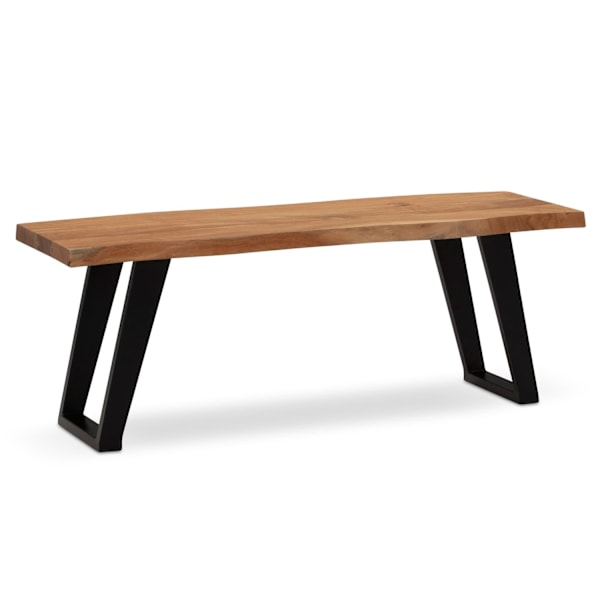 Rootz moderne design massivt træ bænk - indgangsbænk - rustik bænk - akacietræ - U-formede metalben - 120 cm x 40 cm x 45,5 cm