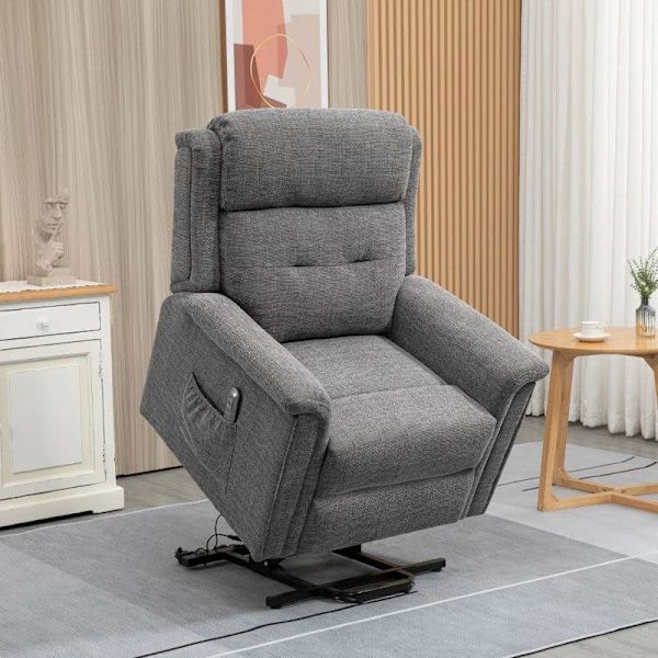 Rootz Fåtölj - Ståstol - Fåtölj - Tv-stol - Inkl. Fjärrkontroll - Fotstöd - Stål - Grå - 89L x 96W x 108H cm
