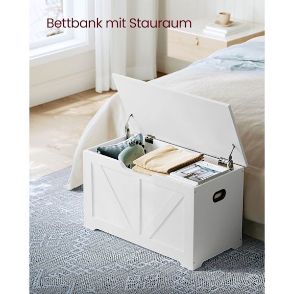 Rootz Vit Skobänk med sits - Entrébänk - Förvaringsbänk - Spånskiva Material - 40cm x 80cm x 46cm - Max. Statisk lastkapacitet 136kg - Max. Statisk la