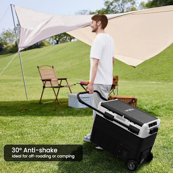 Rootz 2 Zone Kompressor Køleboks - Køleskab til elbil - Bærbar campingfryser - Batteribeskyttelse - 30L/40L/50L - 12V/24V - APP-styret - 20°C Køling -