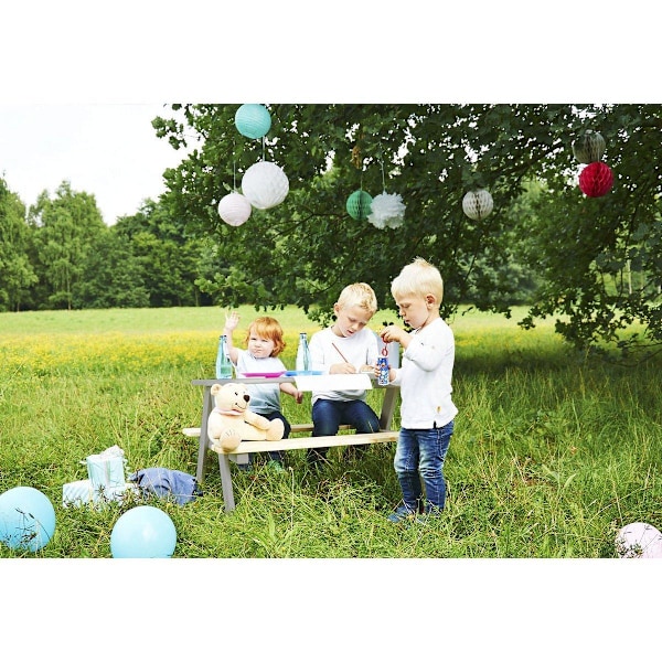 Rootz børnepicnic bænk - udendørs bord til børn - siddepladser i massivt træ - holdbart design - 90 cm x 79 cm x 50 cm