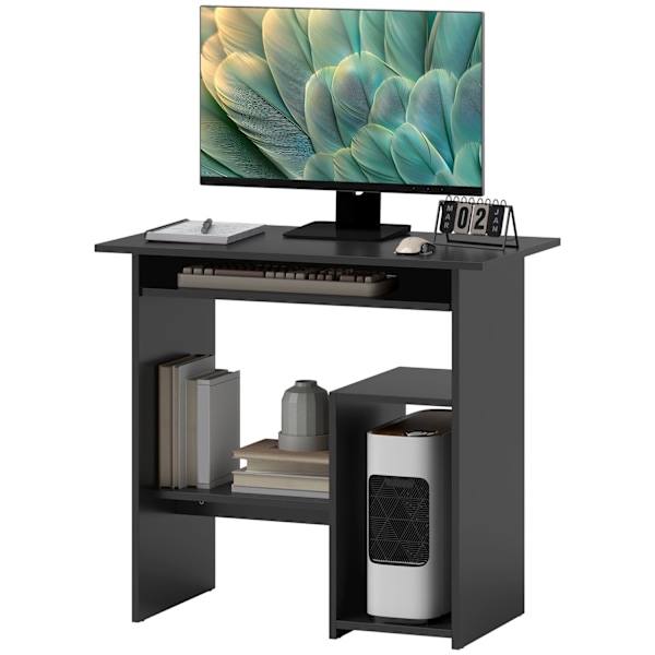 Rootz Computer Desk - Office Table - WorkStation - Compact Design - 80 x 45 x 75 cm - musta