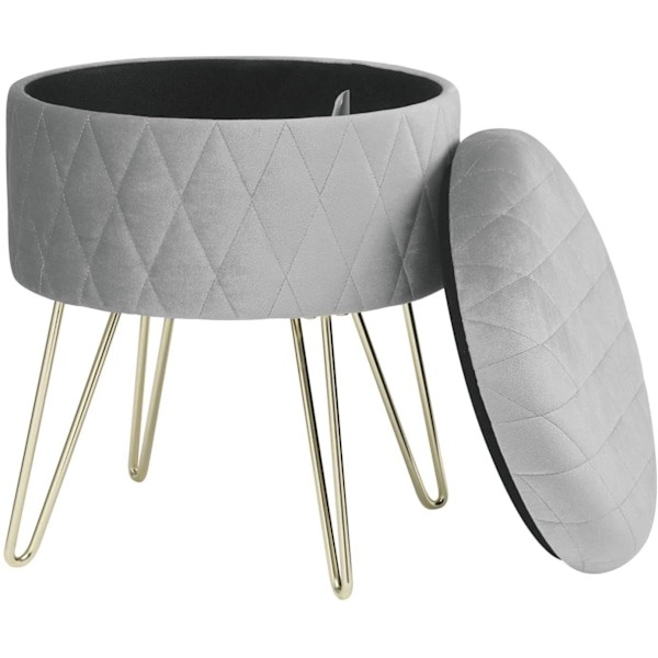 Rootz Velvet Makeup Pall - Förvaring Ottoman - Vadderad sminkstol - Enkel montering - 31,5 cm x 31,5 cm x 36 cm