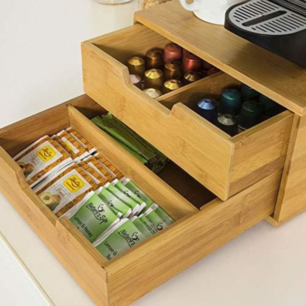 Rootz kaffemaskinställ & kaffekapselkapsel tepåsar Boxhållare Organizer med 2 lådor