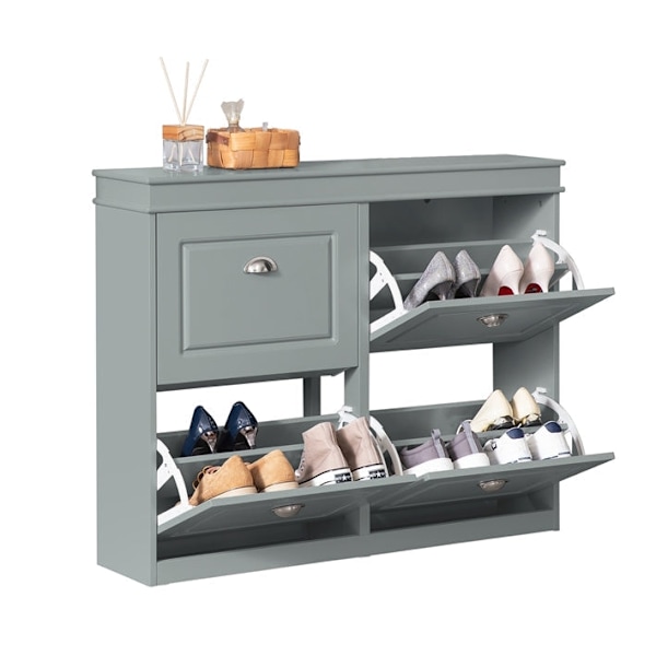 Rootz Skoskåp med 4 flikar - Skotippare - Skoorganisator - FSC-certifierad - Robust konstruktion - Väggfästbar - 105cm x 82cm x 24cm