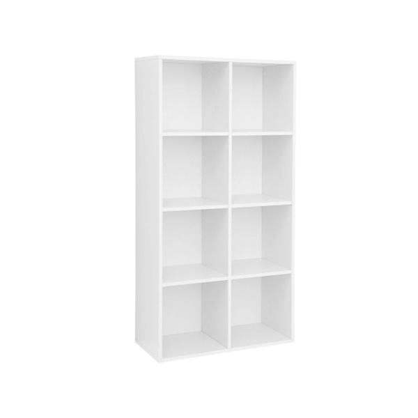 Rootz-kirjahylly - Valkoinen kirjahylly - Vapaasti seisova hylly - Lastulevy - 65,5 cm x 30 cm x 129,5 cm - Helppo koota - Kaatumissuoja - Lattian suo