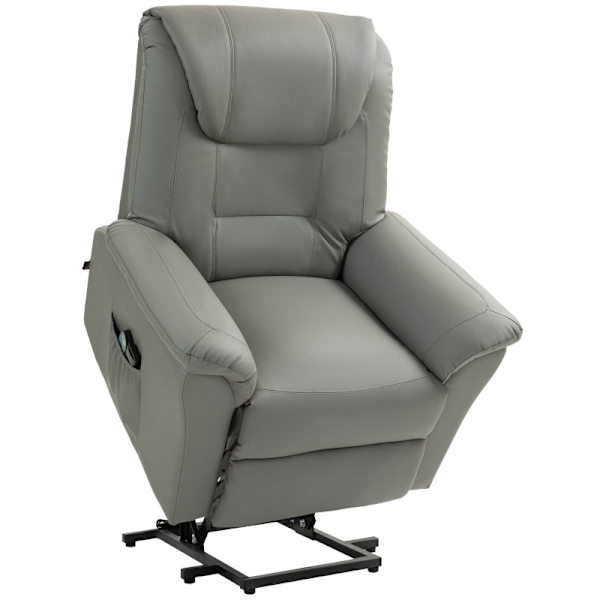 Rootz Elektrisk TV-stol med stigare - Massagefåtölj - Värmefunktion - Ståhjälp - Imiterat läder - 93cm x 95cm x 106cm
