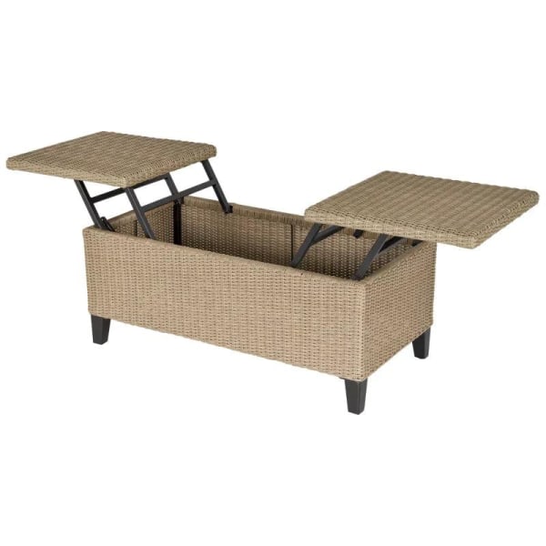 Rootz Garden Side Table - Poly Rattan Side Table - Garden Coffee Table - Balcony Table - Extendable - Khaki