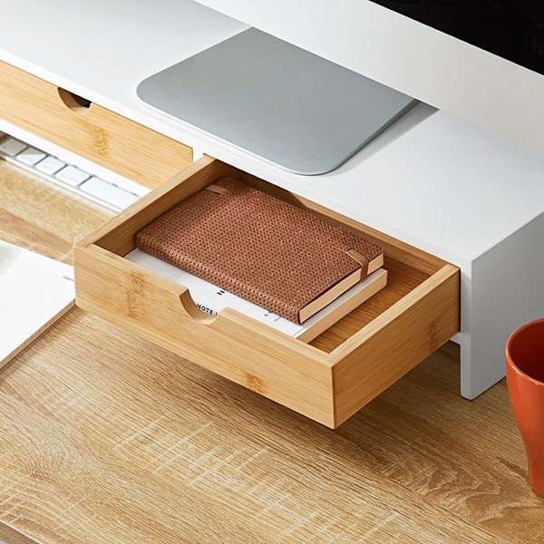 Rootz Monitor Stand Riser - Computerstativ - Desk Organizer - MDF-materiale - 47cm x 11cm x 18cm - Perfekt højde - Pladsbesparende