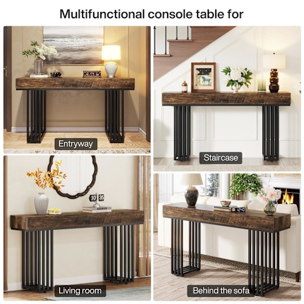 Rootz 55 tommer konsolbord - Sofabord - Gangbord - Konstrueret træ og metal - 140 cm B x 30 cm D x 83 cm H