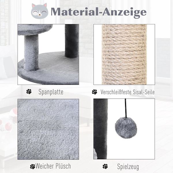 Rootz Kradsestolpe - Grå - Spånplade, Sisal, Fiannel - 21,65 cm x 17,71 cm x 94,48 cm