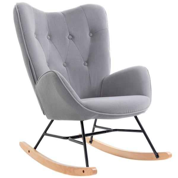 Rootz Ergonomic Rocking Stol - Velvet Look - Quilted Seat - Op til 150 kg - 65L x 70W x 96H cm