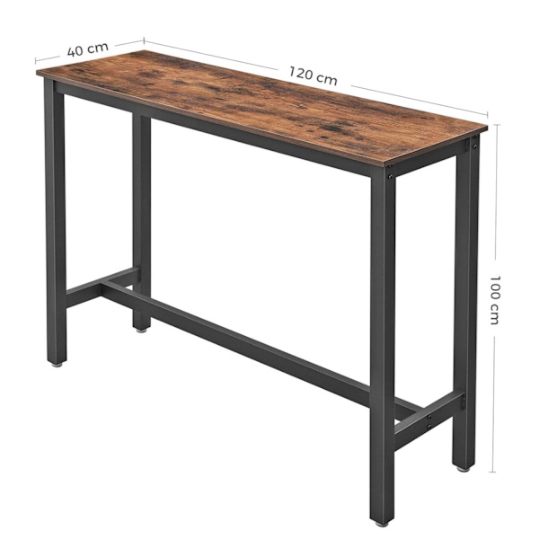 Rootz Skrivbord - Barbord - Robust metallstomme - Industriell design - vintage brun - svart (120 x 40 x 100 cm)