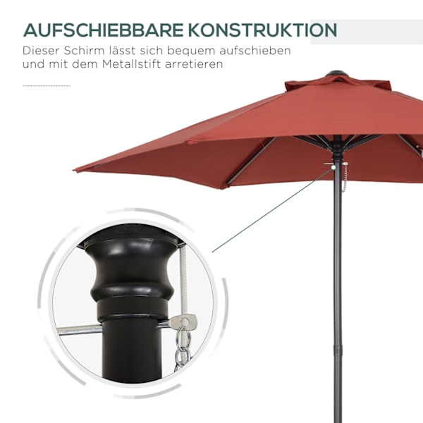 Rootz Parasol Paraply - Beach Screen - Balkon Shade - Quick Open - Ø1.96 X 2,04M - Rød