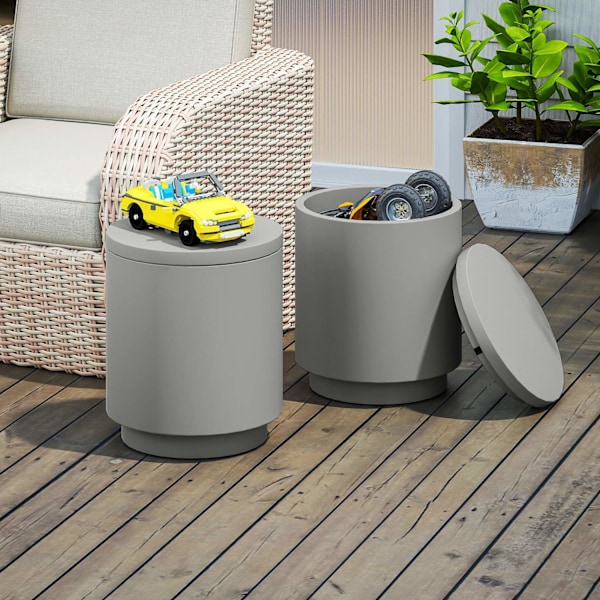 Rootz udendørs sidebord - køligere isspand - grå beton - holder drinks kølet - Ø37,5 x 43,5 timer cm