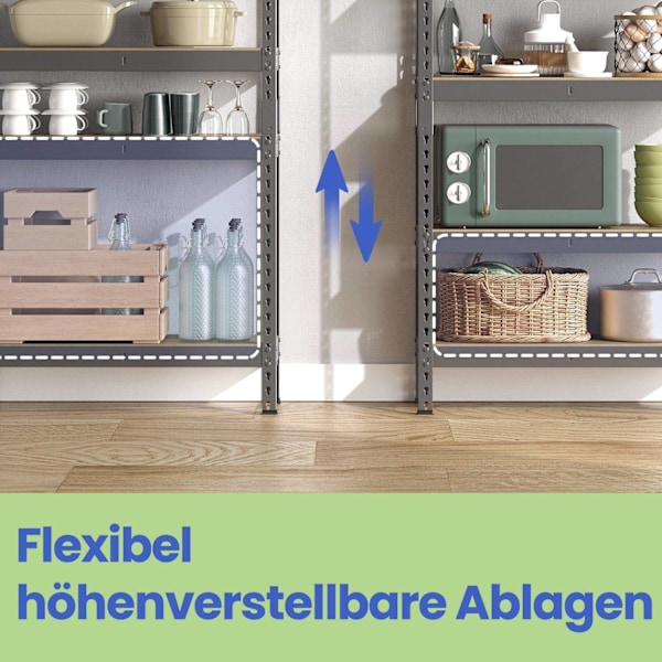 Rootz Stand Shelf - Boghylde - Lagerhylde - Robust stålramme - 30 cm x 75 cm x 150 cm