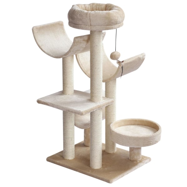 Rootz Skrapstolpe Cat Tree - Beige - Spånskiva, Fiber, Plysch - 19,68 cm x 15,74 cm x 41,33 cm