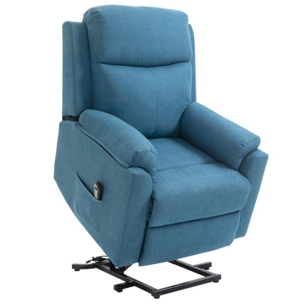 Rootz Lænestol - Elektrisk Lænestol - Ståstol - Linned Polyester - Metal - Skum - Blå - 83 cm x 89 cm x 102 cm