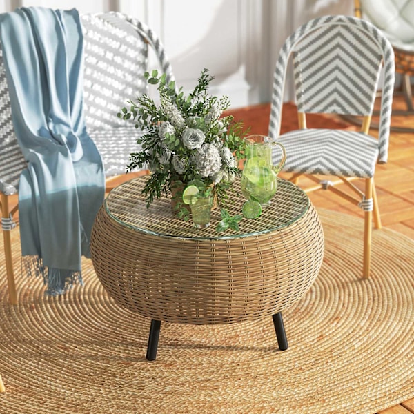 Rootz Poly Rattan Side Table - Round sofabord - Balkonbord - Vejrbestandig og holdbar - Ø75 x 42 cm