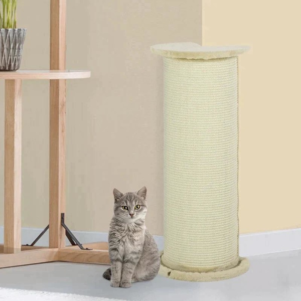 Rootz Scratching Barrel - Corner Scratcher - Corner Design - Space Saving - Creme White - 35cm x 35cm x 85cm