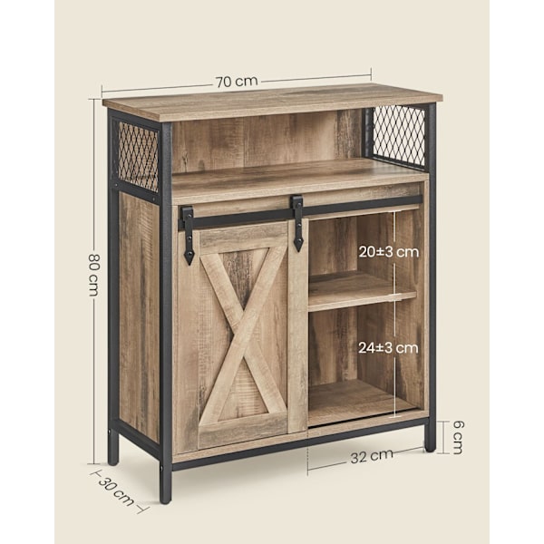 Rootz Oak Ruskea-musta senkki - Buffet-kaappi - Lastulevy teräs - Tilava säilytystila - Tukeva rakenne - Moderni muotoilu - 30cm x 70cm x 80cm