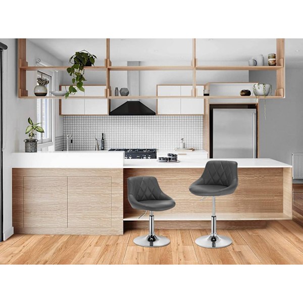 Rootz Set med 2 barstolar - Bänkstolar - Justerbara snurrstolar - Bekväma och ergonomiska - Robust och säker - Enkelt underhåll - Imiterat läder - 47c