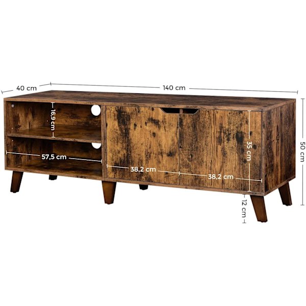 Rootz Big Oaks 2 TV-skab - TV-møbler Industriel - TV-bord Retro - Industriel - Brun - 140 x 40 x 45 cm