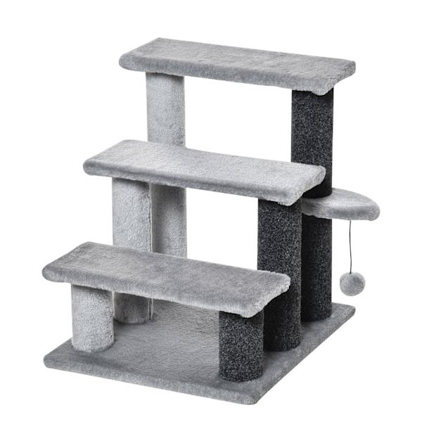 Rootz Pet Stairs - Grå - Spånplade, Plys - 17,71 cm x 15,74 cm x 18,89 cm