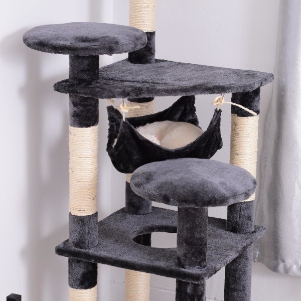 Rootz Skrapstolpe Cat Tree - Grå - Spånskiva, Fiber, Plysch - 15,74 cm x 15,74 cm x 51,96 cm