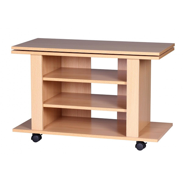 Rootz TV HiFi Bench Beech TV-taso, käännettävä ja rullattava 75 x 38 x 51 cm