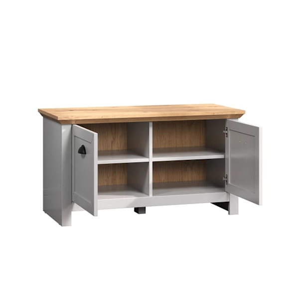 Rootz Bench - Seating Solution - Storage Bench - Shoe Organizer - Entryway Furniture - Light Grey/Artisan Oak - 91x49x41cm