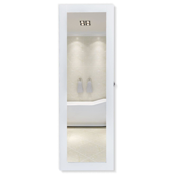Rootz Smyckesspegel - Smyckesskåp - Väggspegel - 2 i 1 - Vit - Förvaringsutrymme - Smycken - 37 x 9,5 x 112 cm