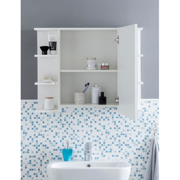 Rootz kaappi valkoinen 80x64,5x20cm lastulevy - Peilikaappi Moderni - Design kylpyhuonehylly Vapaasti kelluva - Peilikaappi - Kylpyhuonekaappi puinen