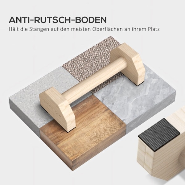 Rootz bokträ push-up barer - träningshandtag - träningshållare - stöder upp till 120 kg - 30 cm x 13 cm x 10 cm