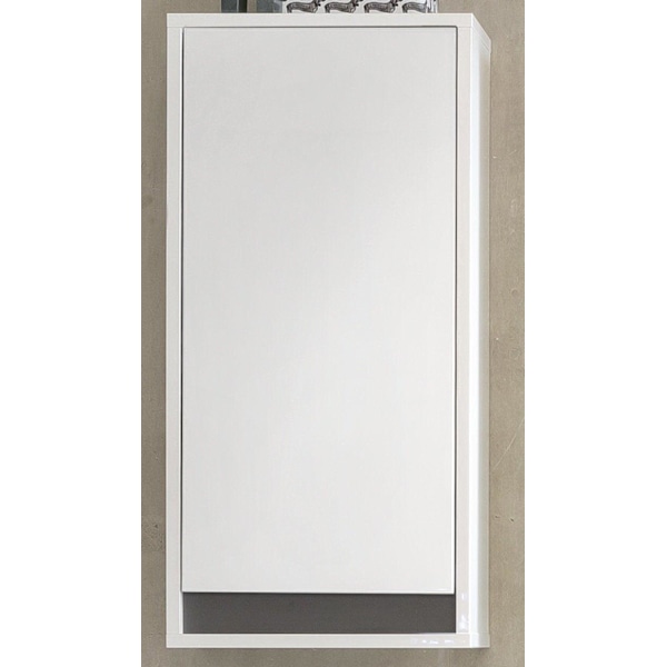 Rootz Bathroom Wall Cabinet - Washroom Storage Unit - Modern Bath Cupboard - White High-Gloss Finish - 35 x 73 x 23 cm