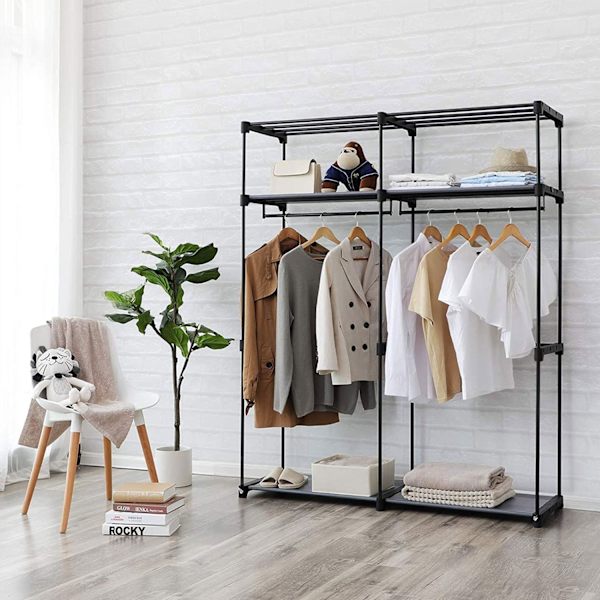 Rootz Stofgarderobe - Transportabelt skab - Sammenklappeligt tøjstativ - Ikke-vævet stof - 140 cm x 43 cm x 174 cm